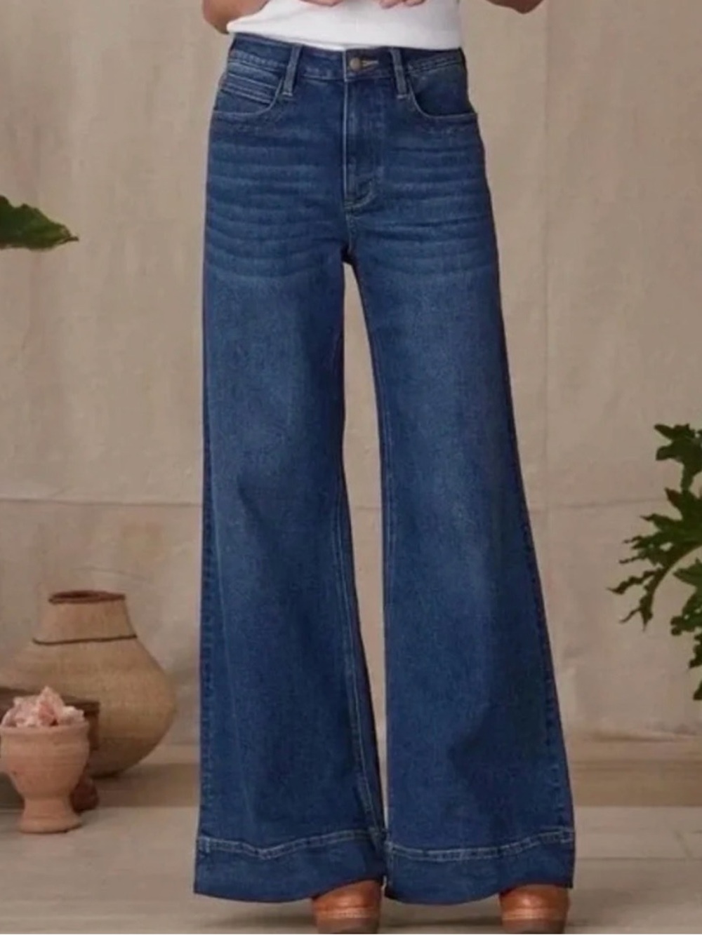 DRIFTWOOD MARTHA DARK WASH WIDE LEG JEANS High Rise Denim
